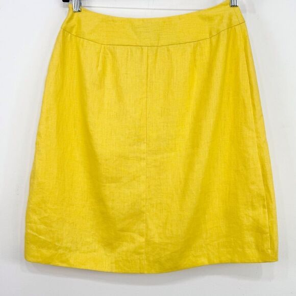 J.G. Hook Sunny Yellow 100% Linen Sailor Button Lined A Line Skirt - Picture 10 of 16